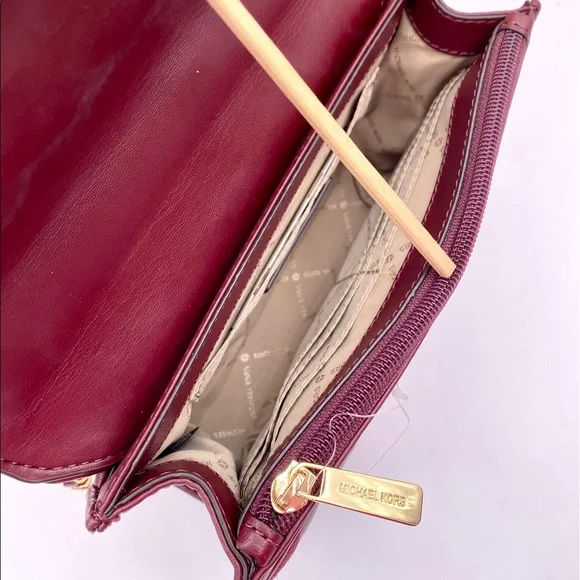 Michael Kors Rose Medium Flap Shoulder Bag Crossbody Merlot - Picture 7 of 14